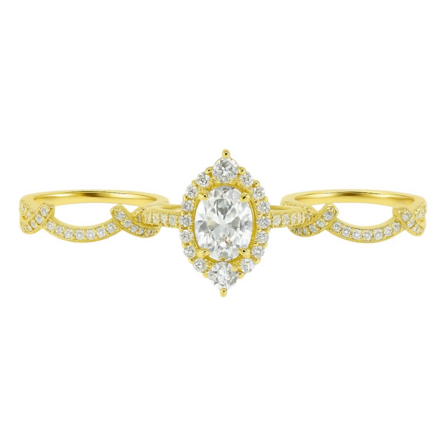 New Allyanna Gifts Women's Oval Moissanite Ring - 3 Piece Set In Gold